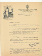 FA 3130    FACTURE   LETTRE  VINS  PASQUIER-DESVIGNES    SAINT LAGER  RHONE           (1950) - Alimentaire