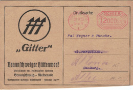 Gitter Braunschweig Melverode Hüttenwerk Gmbh Drucksache 30.10.1923 - Infla 2.000.000 Mark > Hamburg - Werbung - Macchine Per Obliterare