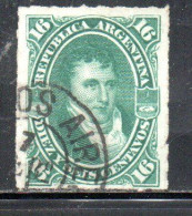 ARGENTINA 1878 ROULETTED MANUEL BELGRANO 16c USED USADO OBLITERE' - Usati