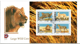 NAMIBIA  FDC, Leopard, Lions, Cheetah   /  NAMIBIE Lettre De Première Jour, Léopard, Lions, Guépard    1995 - Big Cats (cats Of Prey)