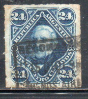 ARGENTINA 1878 ROULETTED JOSE DE SAN MARTIN 24c USED USADO OBLITERE' - Usati