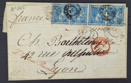 Espagne 1875 N°155 En Bande De 4 Sur Lettre TB - Cartas & Documentos