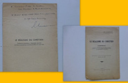 C1 RESISTANCE Monseigneur CHEVROT Le REALISME DU CHRETIEN 1943 DEDICACE Signed PORT INCLUS France - Weltkrieg 1939-45