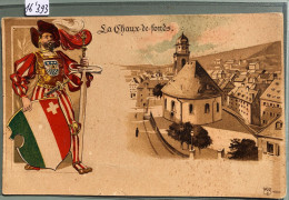 La Chaux-de-fonds - L'église Et Un Soldat Suisse Chaux-de-fonnier Lansquenet En Relief - Pli (16'393) - La Chaux-de-Fonds