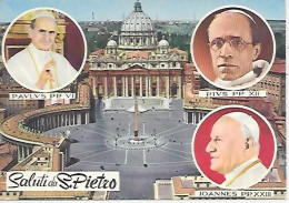 CPM Saluti Di St-Pïetro Paul VI - Pie XII Et Jean XXIII - Papes