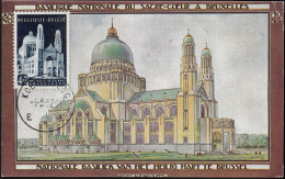 Belgique 1952 Y&T 877 Sur Carte Maximum. Basilique De Koekelberg - Kirchen U. Kathedralen