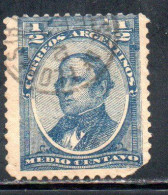 ARGENTINA 1888 1890 JUSTO JOSE DE URQUIZA  1/2c USED USADO OBLITERE' - Oblitérés