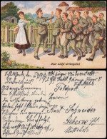 Feldpostkarte 1WK Soldaten Drängeln Für Eine Frau 1917    Gel Feldpoststempel - Guerre 1914-18