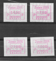 Belgium FRAMAS - From CHARLEROI (4)  + BELGICA 2001 (4) + Junex 2001 (4) - See Scans & Notes - Mint