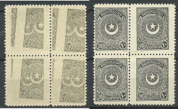 Turkey; 1924 2nd Star&Crescent Issue Stamp 10 P. "Offset On Reverse" (Block Of 4) - Neufs