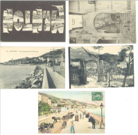 MENTON - Lot De 5 CPA - Fantaisie (Vues Multiples) Porte Romaine, Vieille Rue, Promenade Promade à Anes    (125296) - Menton