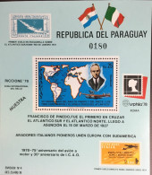 Paraguay 1978 Stamp Exhibitions Pinedo Flight Anniversary Aircraft Specimen Minisheet MNH - Paraguay