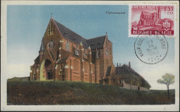 Belgique 1948 Y&T 778 Sur Carte Maximum. Abbaye Des Carmes De Vaux-sous-Chèvremont. Pèlerinages Mariaux - Abbayes & Monastères