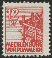 MECKLENBURG-VORPOMMERN 36xcc **, 1946, 12 Pf. Schwärzlichgraurot, Kreidepapier, Pracht, Gepr. Kramp, Mi. 320.- - Otros & Sin Clasificación