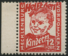 MECKLENBURG-VORPOMMERN 28b **, 1945, 12 Pf. Dkl`rosa Kinderhilfe, Pracht, Gepr. Kramp, Mi. 80.- - Otros & Sin Clasificación