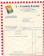 FA 3145 /   FACTURE - POTAGE AU POULET AU VERMICELLE LUSTUCRU  LA CUISINE RAPIDE  GRENOBLE     (1951) - Alimentare