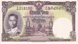 BILLETE DE TAILANDIA DE 5 BAHT DEL AÑO 1955 SIN CIRCULAR (UNC) (BANKNOTE) - Thailand