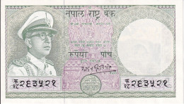 BILLETE DE NEPAL DE 5 RUPEES DEL AÑO 1972 EN CALIDAD EBC (XF) (BANKNOTE) - Népal