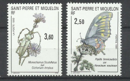 Saint Pierre Et Miquelon SPM N°534 Et 575  Insectes  Papillon Et Longicorne Noir  Neufs, * * B/TB Voir Scans Soldé ! ! ! - Ungebraucht