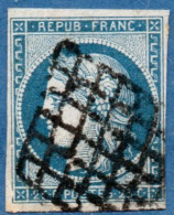 France 1849, 25 C Bleu Obliteré, Cancelled - 1849-1850 Cérès