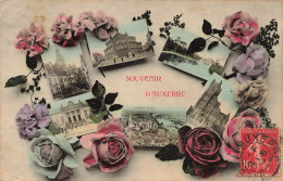 FRANCE - Souvenir D'Auxerre - Multi-vues De Différents Endroits à Auxerre - Fleurs - Carte Postale Ancienne - Auxerre