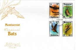 FDC  MONTSERRAT, Tropical Bats   /   Lettre De Première Jour,  Chauves-souris Tropicale     1988 - Chauve-souris