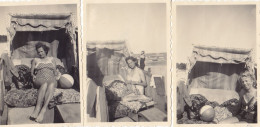 3 Alte Fotos  Vintage. Frauen Am Strand. (  B9  ) - Anonyme Personen