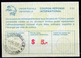 ARGENTINE ARGENTINA  La22B  $ 5.-  International Reply Coupon Reponse Antwortschein IRC IAS O CONCORDIA 16.11.76 - Postal Stationery