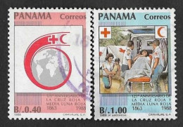 SE)1988 PANAMA 154TH ANNIVERSARY OF THE RED CROSS AND RED CRESCENT, 2 USED STAMPS - Panamá