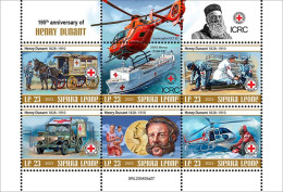 Sierra Leone 2023, Dunant, Car, Helicopter, Carriage, 6val In BF - Henry Dunant