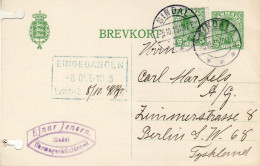 DENMARK 1915 POSTCARD MiNr P 143 SENT FROM SINDAL TO BERLIN - Entiers Postaux