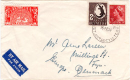 Australien 1954, 3 1/2d+2 S. U. Antarctica Expedition Vignette Auf Brief N. DK - Autres - Océanie