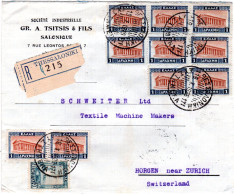 Griechenland 1929, 40 L.+10x1 Dr. Auf Reko Brief V. Thessaloniki I.d. Schweiz - Autres & Non Classés