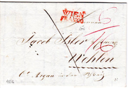 Österreich 1836, Roter L2 WIEN FRANCO Auf Brief I.d. Schweiz  - Cartas & Documentos