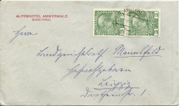 Österreich 1911, Paar 5 H. Auf Hotel Brief V. Ammerwald Tirol. - Cartas & Documentos
