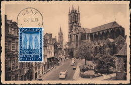 Belgique 1956 Y&T 990 Sur CM. Scaldis, L'Escaut, Cathédrale Saint Bavon De Gand - Iglesias Y Catedrales