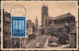 Belgique 1956 Y&T 990 Sur CM. Scaldis, L'Escaut, Cathédrale Saint Bavon De Gand - Churches & Cathedrals