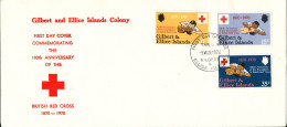 Gilbert & Ellice Islands FDC 5-3-1970 RED CROSS Complete Set Of 3 With Cachet - Gilbert- Und Ellice-Inseln (...-1979)