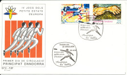 Spanish Andorra FDC 29-4-1991 Complete Set Of 2 Small Nations Games With Cachet - Cartas & Documentos