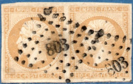 France 1853, 10 C Paire Obliteré 803 Chatellerailt, Cancelled, - 1853-1860 Napoleon III