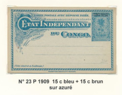 ZAC BELGIAN CONGO SBEP 23 P "PRINCES" UNUSED - Enteros Postales