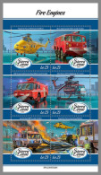 SIERRA LEONE 2023 MNH Fire Engines Feuerwehr Helicopter M/S – IMPERFORATED – DHQ2413 - Bombero