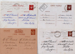TB 4708 - 1940 / 42 - 2 Entiers Postaux - M. EMOND à Castillou ( BON - ENCONTRE ) Pour M. & Mme HORLAVILLE à NANTES - Standard Postcards & Stamped On Demand (before 1995)