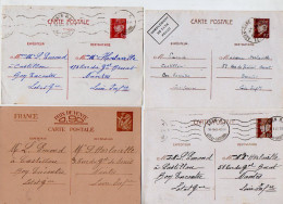 TB 4708 - 1940 / 42 - 3 Entiers Postaux - M. EMOND à BON - ENCONTRE / MP AGEN Pour M. & Mme HORLAVILLE à NANTES - Standard Postcards & Stamped On Demand (before 1995)