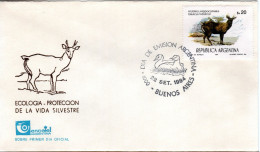 ARGENTINA   FDC  Huemul   /   ARGENTINE  Lettre De Première Jour,  Cerf Des Andes      1984 - Game