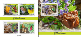 Liberia 2023, Mushrooms, Butterfly, Insects, 4val In BF +BF - Mariposas