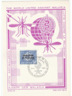 1962 Anti MALARIA INSECT  Fdc MAXIMUM Card Switzerland Ovpt Stamps Health Medicine United Nations Who Cover - Sonstige & Ohne Zuordnung