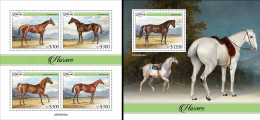 Liberia 2023, Animals, Horses, 4val In BF +BF - Pferde