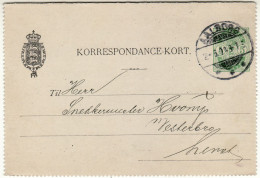 DENMARK 1904 CARD LETTER MiNr K 14 SENT FROM AALBORG - Postal Stationery