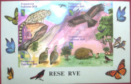 Tajikistan  2018   Reserve  RCC, Butterflies, Birds, Animals, Mountains  4 V Imperforated   MNH - Tadzjikistan